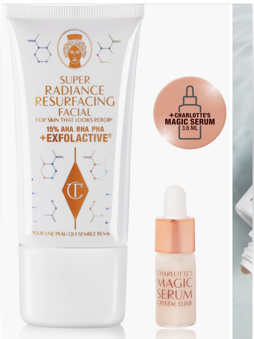 Charlotte Tilbury Super Radiance
Resurfacing Facial AHA, BHA, PHA + Serum -NIB